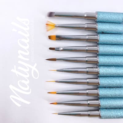 SET PINCELES NAIL ART AZUL 10PCS VL-0202