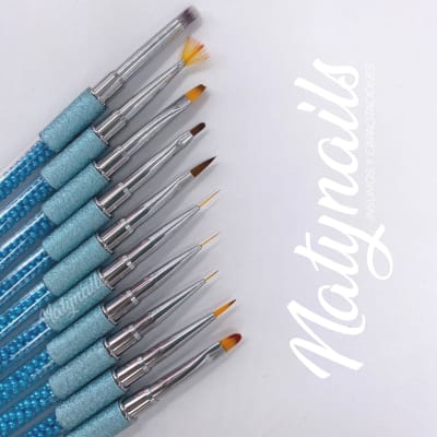SET PINCELES NAIL ART AZUL 10PCS VL-020