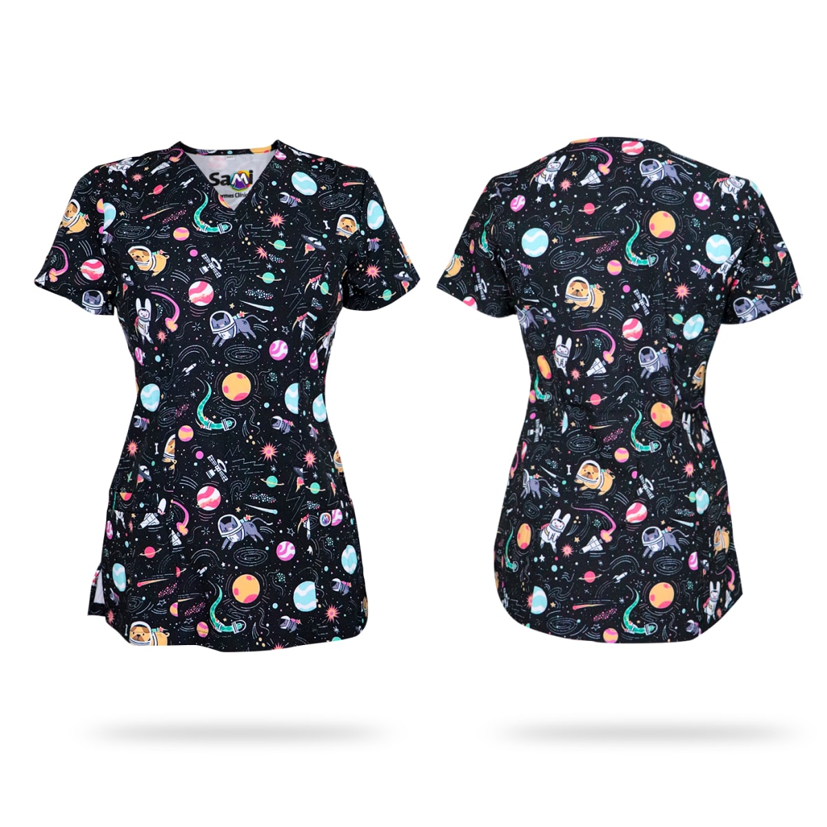 Polera Clínica Perro Gato Universo Veterinaria Uniforme Sami | Uniformes  Sami