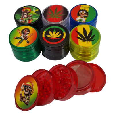 Moledor Plástico Rasta 5 partes Colores 60mm