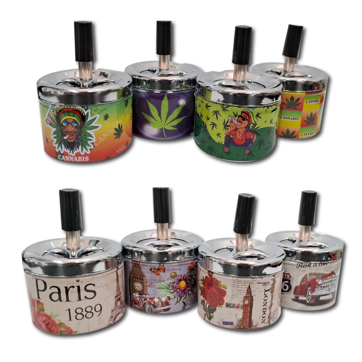 Cenicero Metalico Con Tapa Giratoria 0