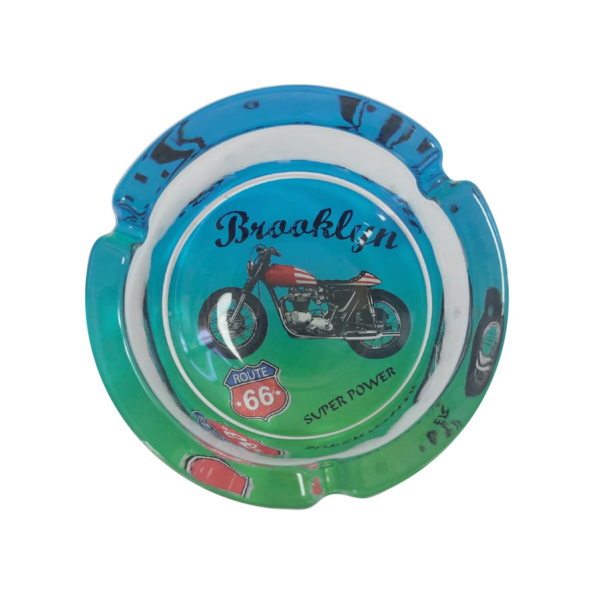 Cenicero Pyrex Redondo Motocicleta 4x10cm2