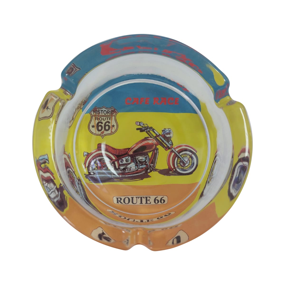 Cenicero Pyrex Redondo Motocicleta 4x10cm3