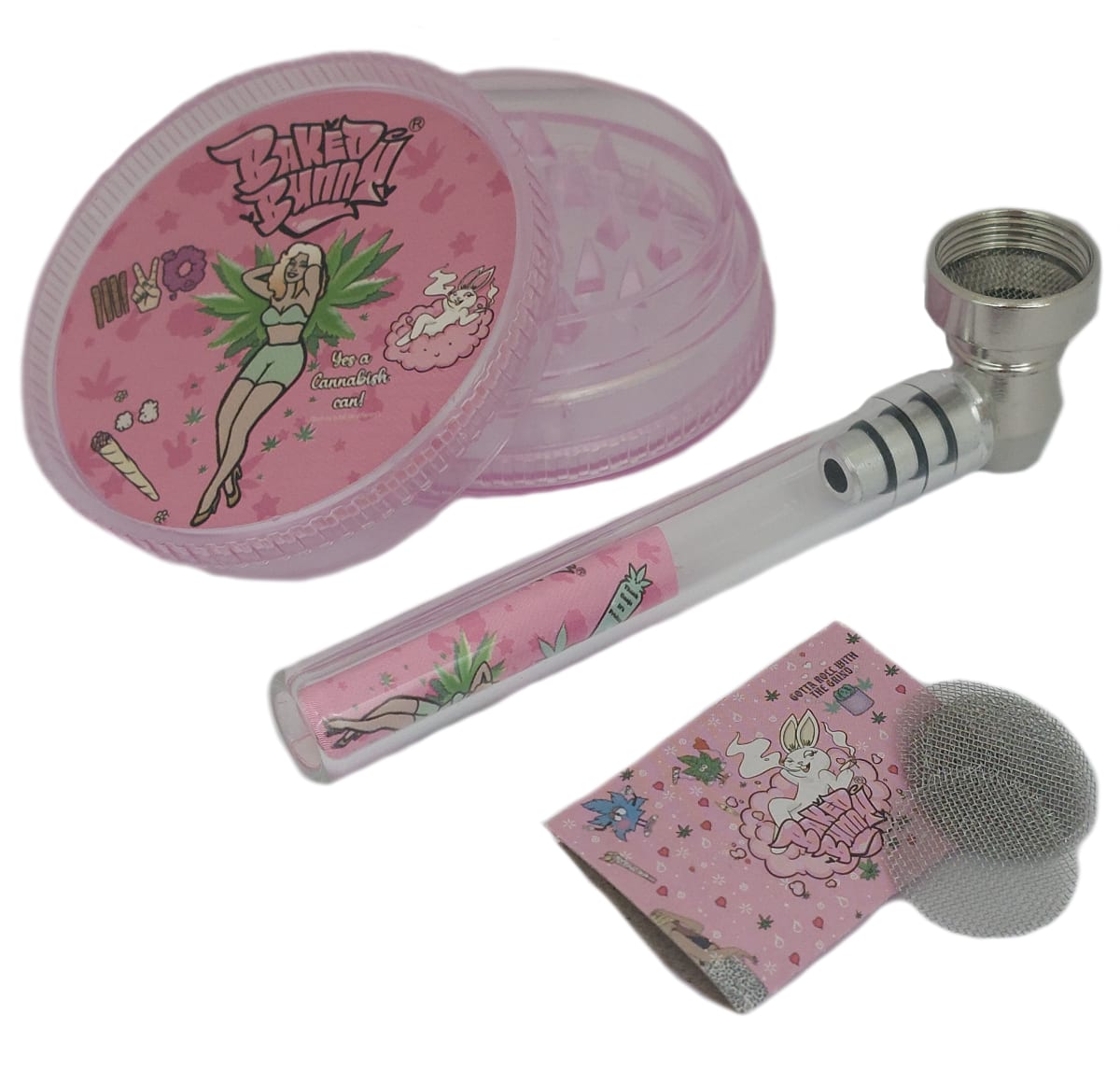 Kit Baked Bunny Pipa Metal Glass + Moledor 0