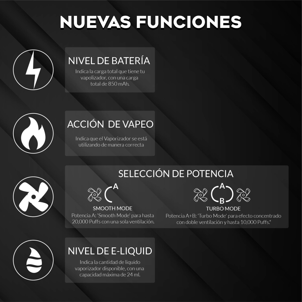 Vaporizador Palax Zero Nicotine 20.000 Puff Regulable7