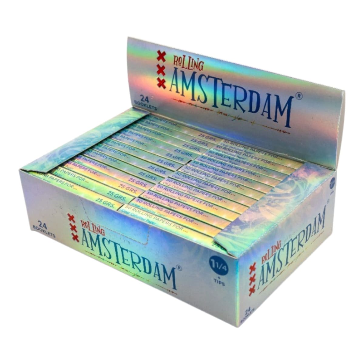 Celulosa Rolling Amsterdam 1 1/4 + Tips 24 Unidades 0