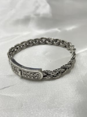 PULSERA PLATA ENVEJECIDA trenzada 8 mm de ancho1