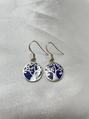 Aro colgante de lapislazuli con arbol de la vida2