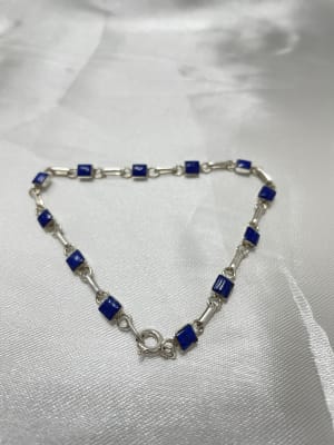 Pulsera lapuslazuli con cuadros 2