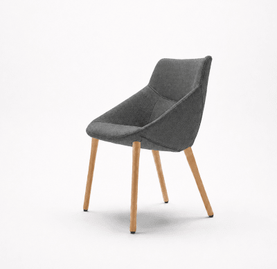 Silla Bow 4 patas Madera - Tela Gris