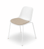Abril Silla 4 patas sin brazos Blanca con cojin Beige1