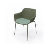 Abril Silla 4 patas con brazos Verde Oliva y cojin en asiento1