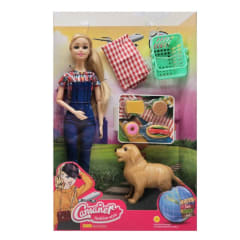 Muñeca Fashion con Mascota y Accesorios Picnic