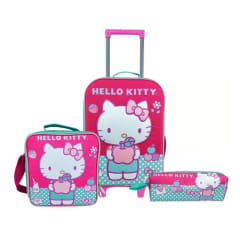 Set Mochila Hello Kitty Grande + Lonchera + Cartuchera 