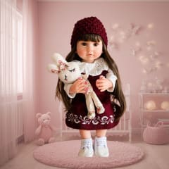 Muñeca Tipo Reborn Luciana 55 cm  Vinilo con Accesorios y Peluche