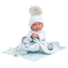Muñeco Llorens Tino 43cm Toquilla Bambi Celeste