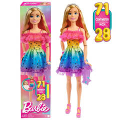 Muñeca Barbie Rubia Arcoiris Gigante de 71 cm
