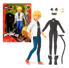 Miraculous Ladybug -Muñeco Adrien Super Hero con Traje Extra