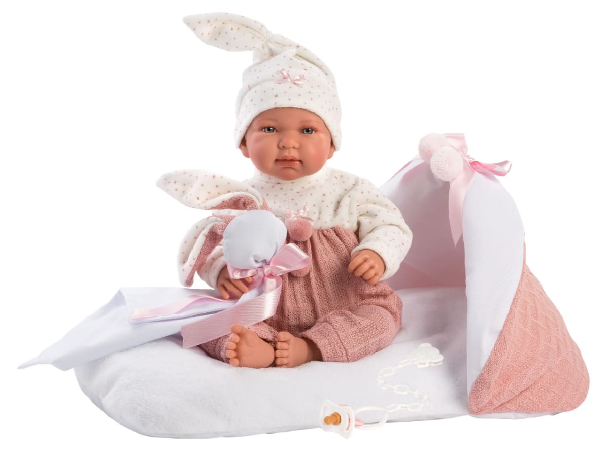 Bebé Recién Nacida Tina Llorona con cambiador Rosa 44 cm1