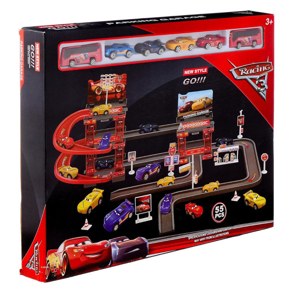 Pista Estación de Carros con 2 Buses y 4 carros4