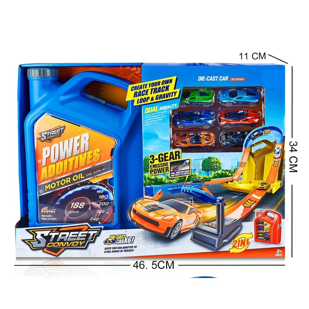 Pista de Carrera 2 en 1  Loop y Gravedad incluye 6 Carros de Metal1