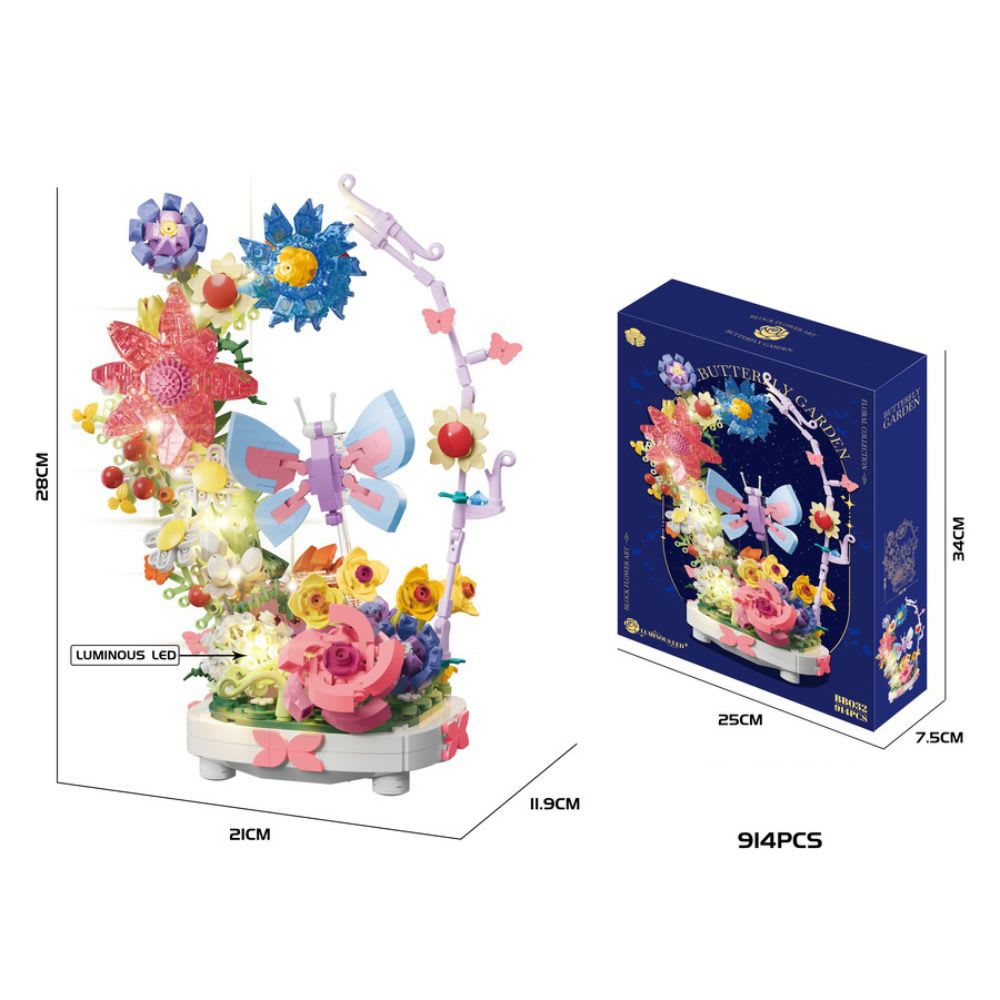 Bloques para Armar Jardín Mariposa con Luz 914 piezas1