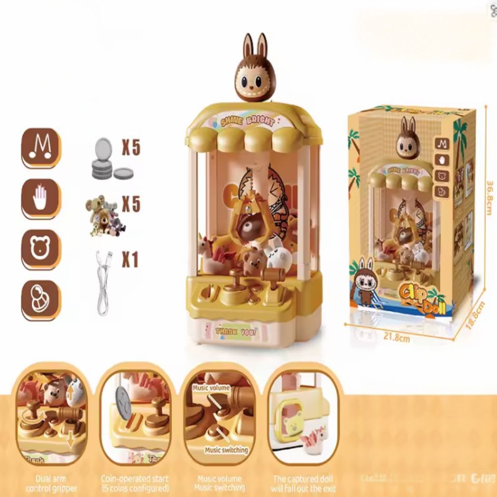 Máquina Atrapa Juguetes con Luz y Sonido Incluye Monedas y Peluches1