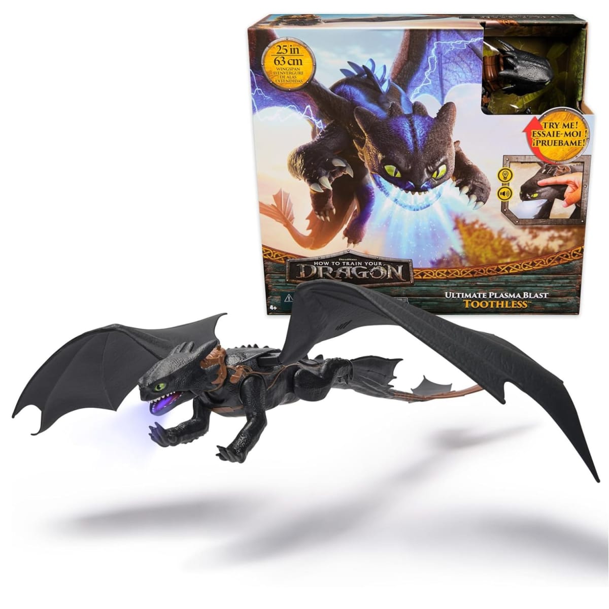 Figura de Chimuelo Como entrenar a tu Dragon, Ultimate Plasma Blast Toothless con luces y sonidos1