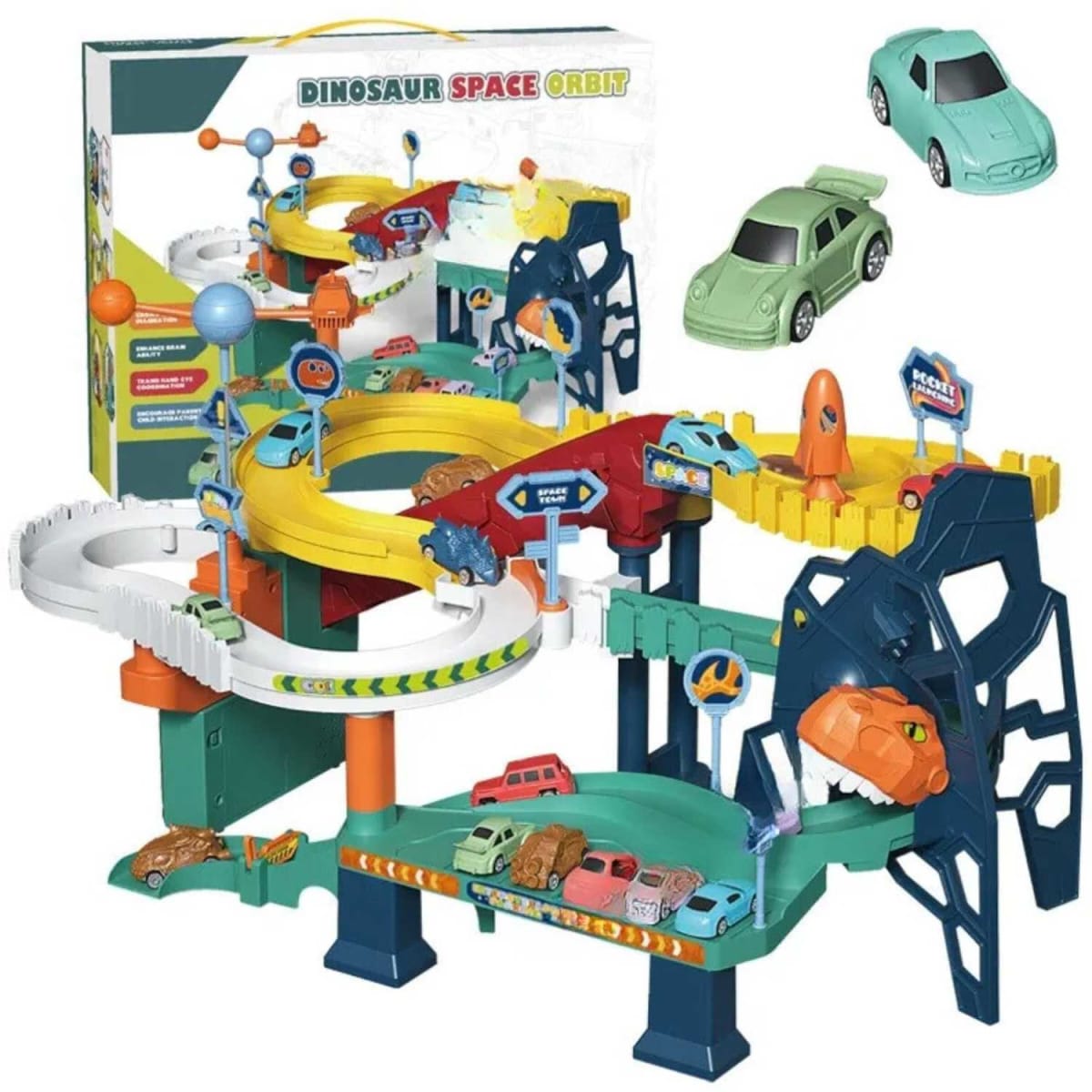 Pista Dinosaurio  con Carros
1