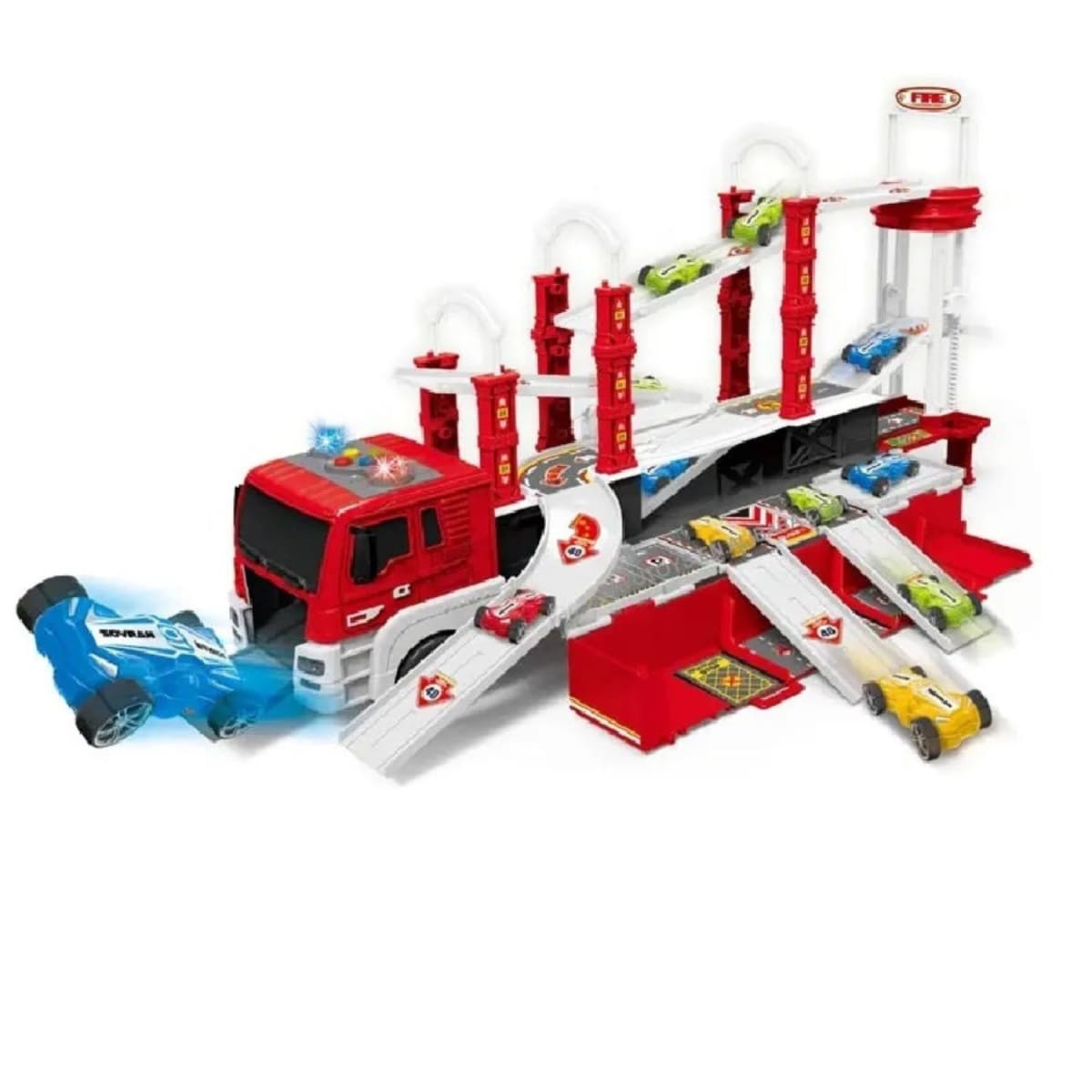 Camión de Bomberos Multifuncional: Luz, sonido, incluye carros2