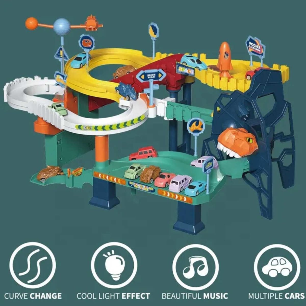 Pista Dinosaurio  con Carros
2