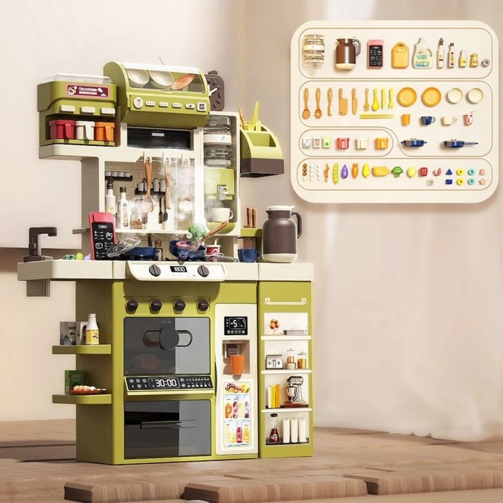 Cocina para Niños Multifunción  Agua, Vapor, Luz y sonido 122 cm, 71 accesorios3