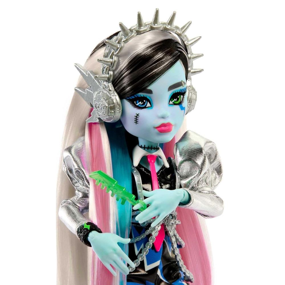 Muñeca Monster High Frankie Stein Amped Up Rockstar con Instrumento y Accesorios3