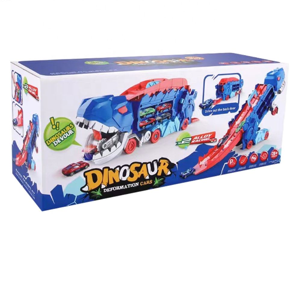 Mega Dino Rex Camión  Devorador Incluye 4 Carritos de Metal4