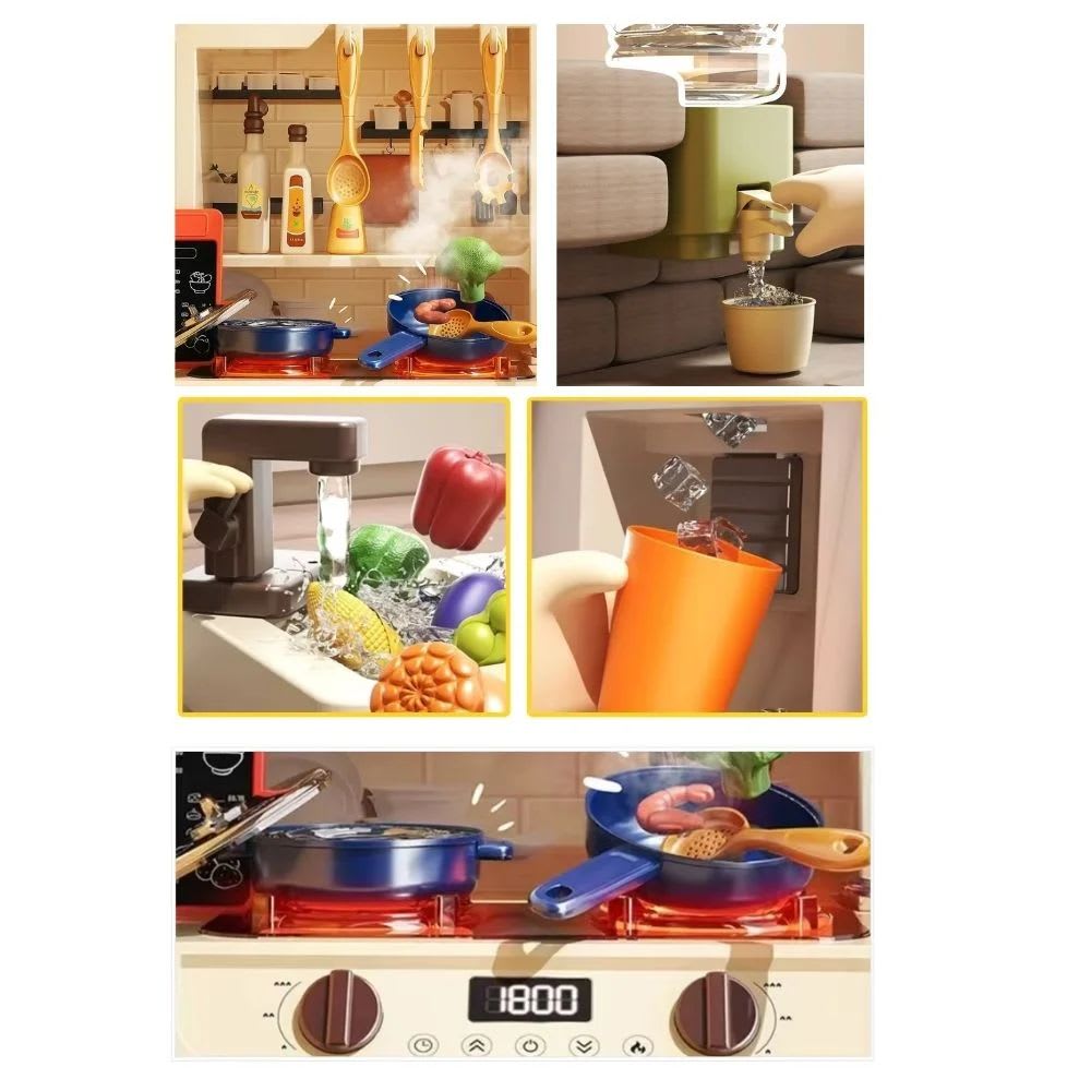 Cocina para Niños Multifunción  Agua, Vapor, Luz y sonido 122 cm, 71 piezas4