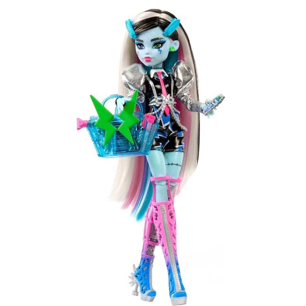 Muñeca Monster High Frankie Stein Amped Up Rockstar con Instrumento y Accesorios4