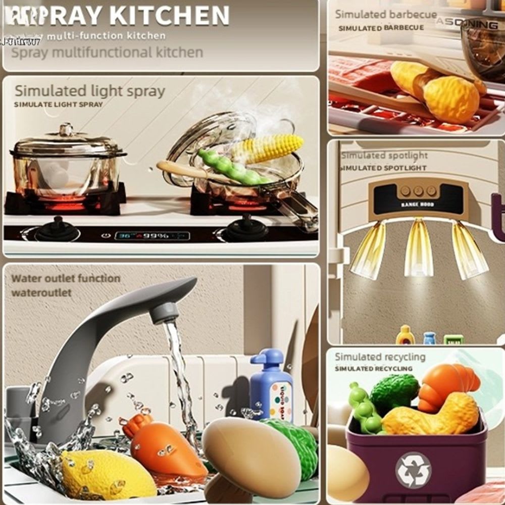 Cocina para Niños Extragrande Multifunción  Agua, Vapor, Luz y sonido 112 cm, 93 accesorios4