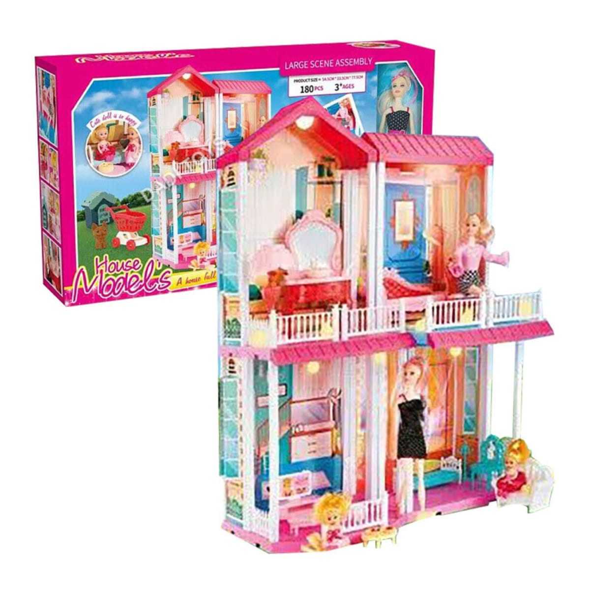 Casa de Muñecas con Accesorios y 4 Muñecas 5