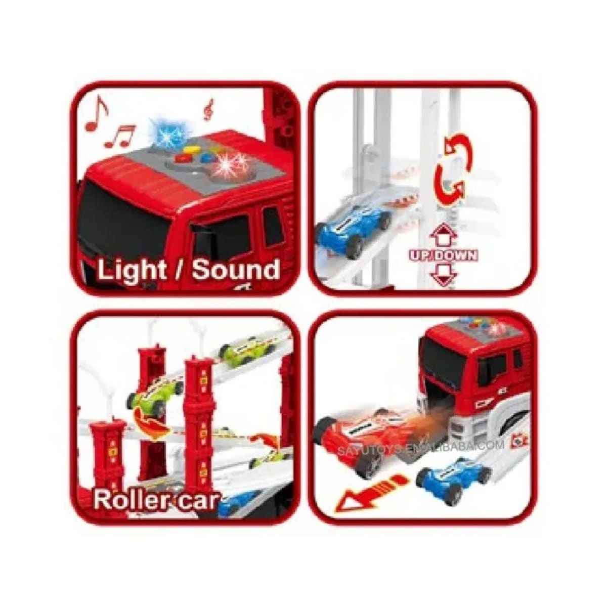 Camión de Bomberos Multifuncional: Luz, sonido, incluye carros5