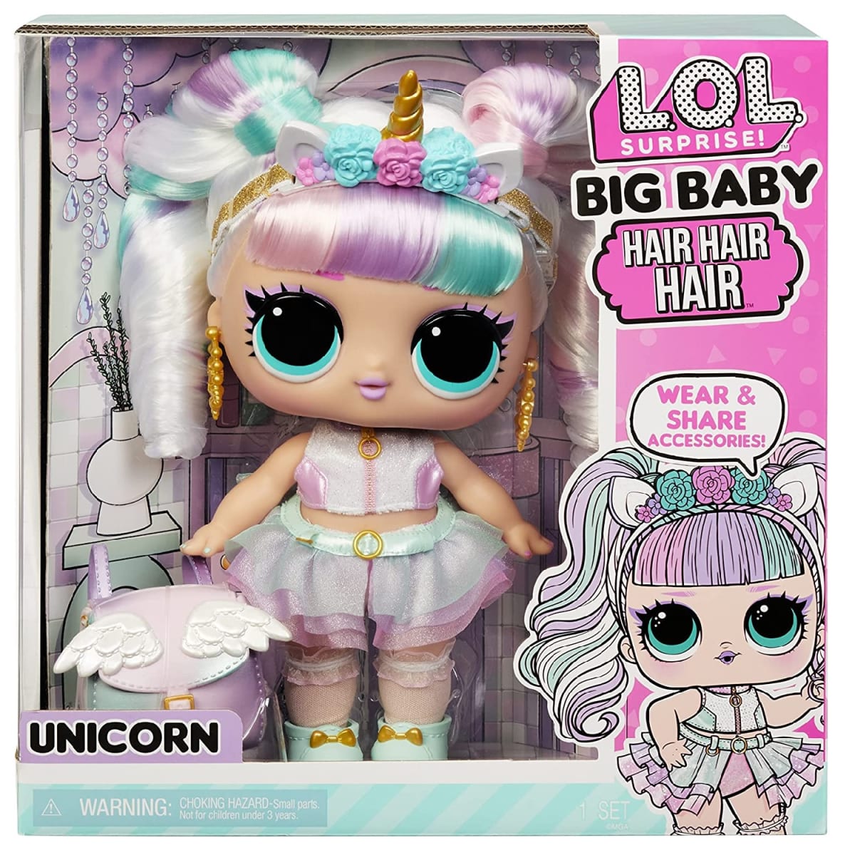 Muñeca L.O.L. Surprise Big Baby Unicorn Hair Hair Hair­1