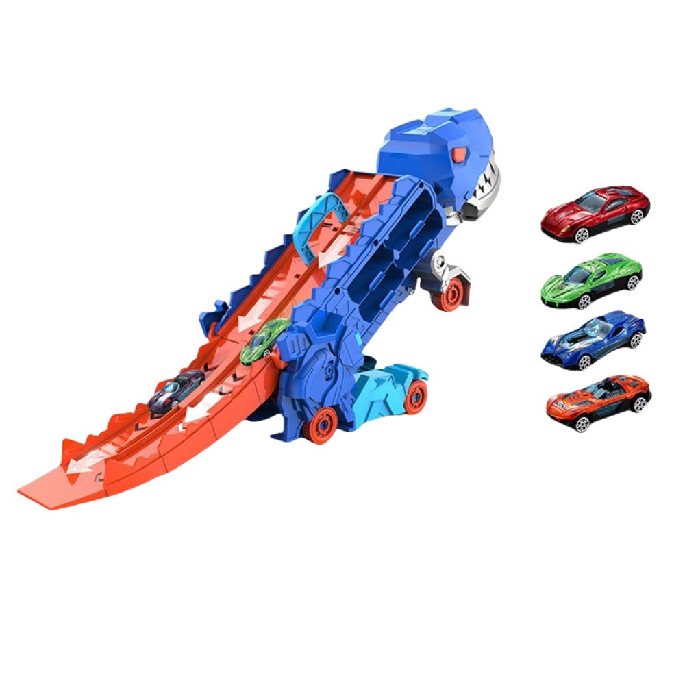 Mega Dino Rex Camión  Devorador Incluye 4 Carritos de Metal6