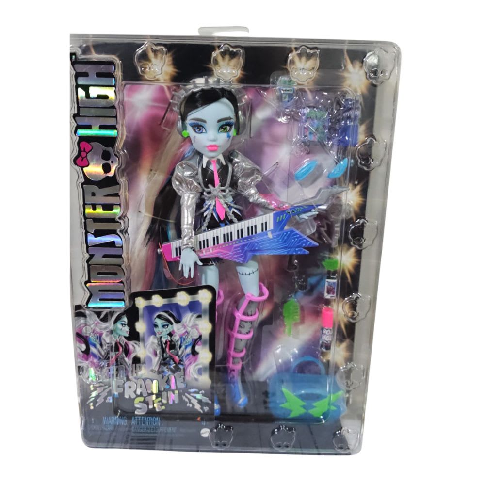 Muñeca Monster High Frankie Stein Amped Up Rockstar con Instrumento y Accesorios6