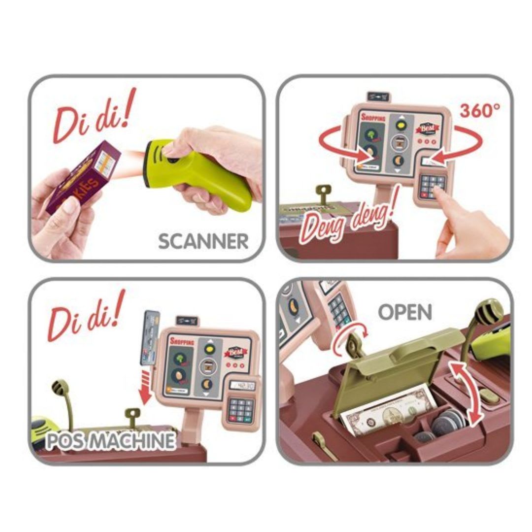 Supermarket y Coche de Compras para Niños con Accesorios 688-1102