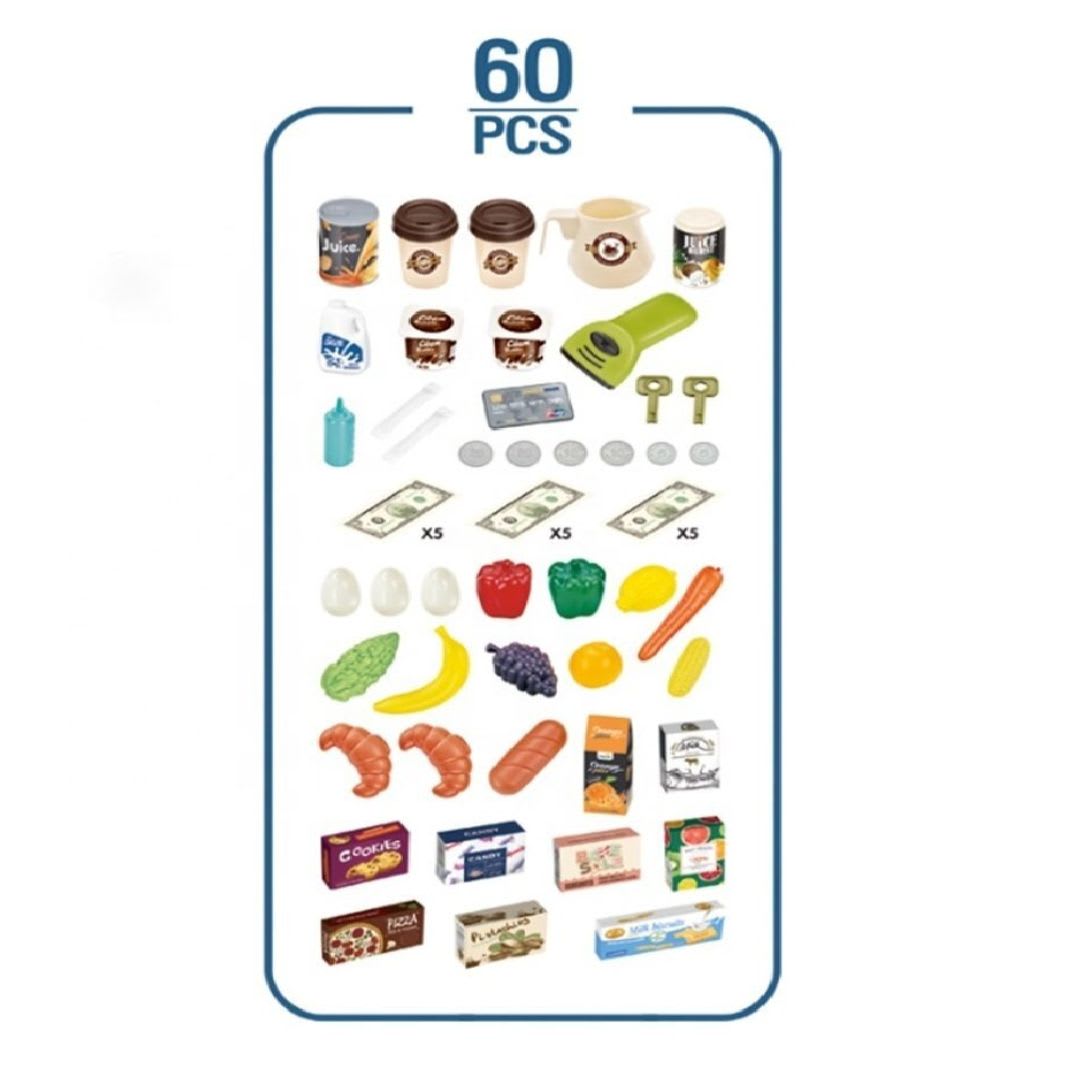 Supermarket y Coche de Compras para Niños con Accesorios 688-1105