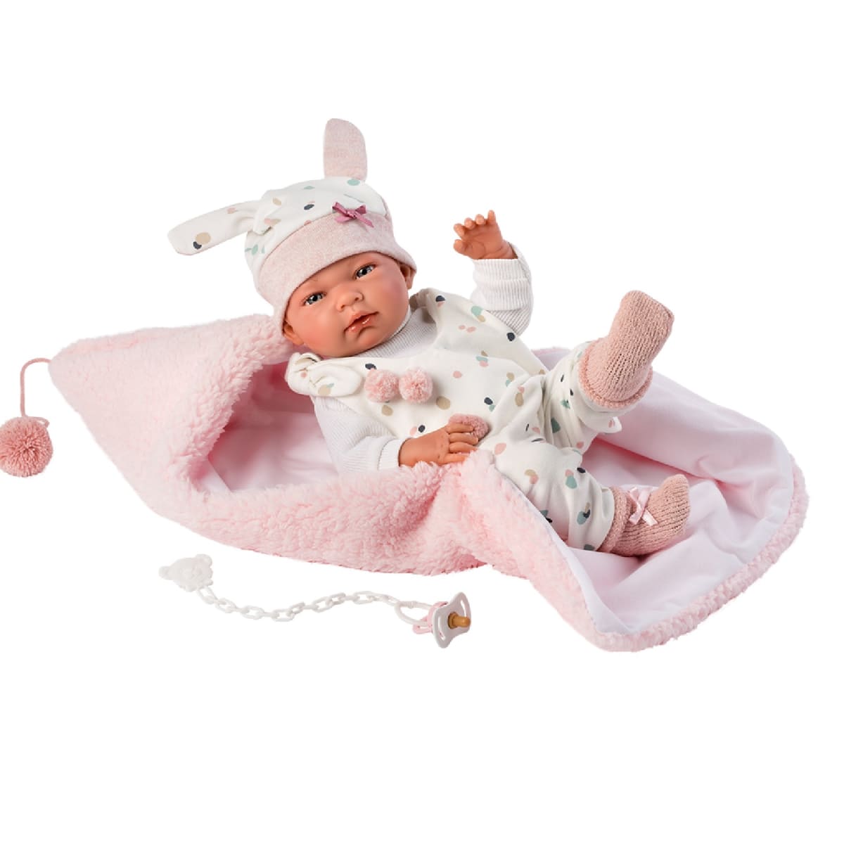 Muñeca Llorens Nica RN Mantita Rosa3