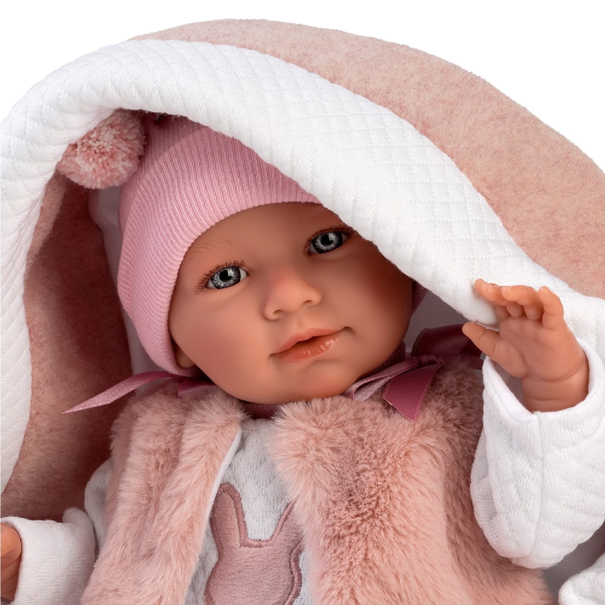 Muñeca Llorens Mimi 40 Cm Lloron Capazo Rosa2