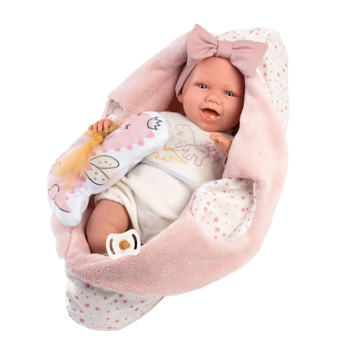 Muñeca Llorens Mimi Sonrisas 40cm Capazo Dino3