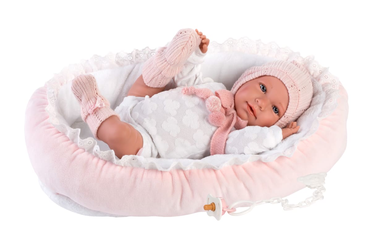Bebé Mimi Llorona 42 cm con Cunita Rosa2
