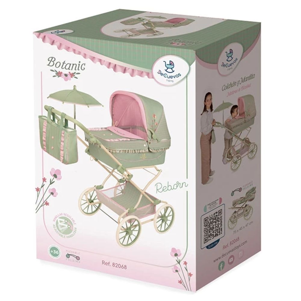 Coche de Muñecas Reborn Colección Botanic Plegable con Manillar Regulable y Sombrilla7