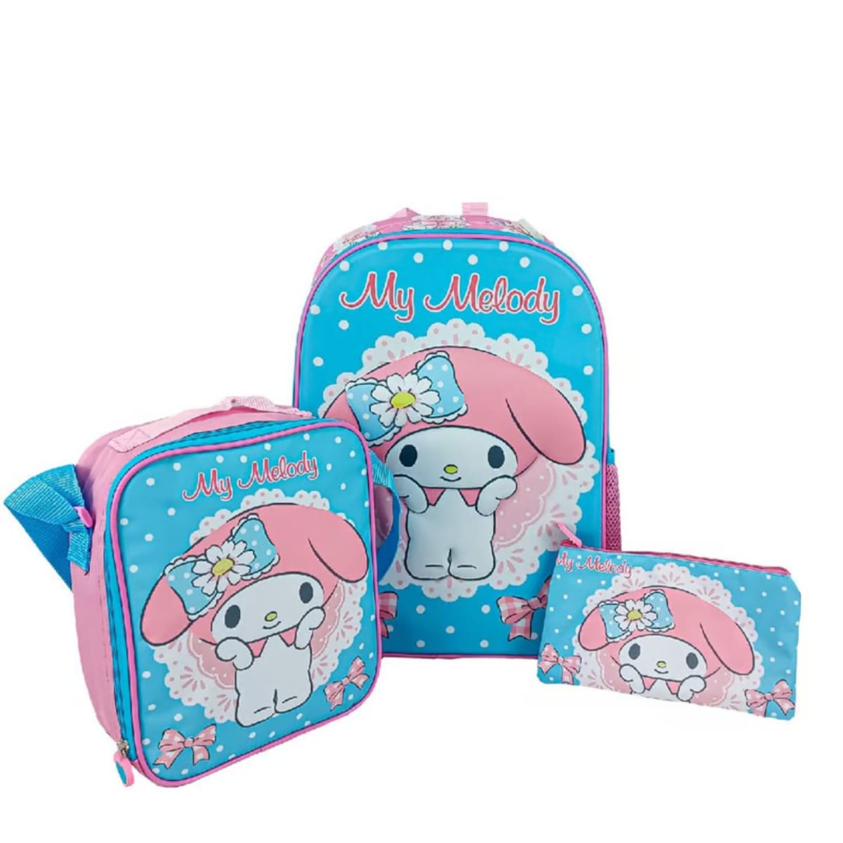 Set Mochila My Melody Pequeña + Lonchera + Cartuchera1